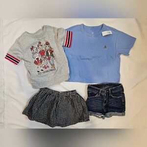 Set Of Toddler Girls Clothes- Skort, Denim Shirts, Tee, Best Friends- 3T